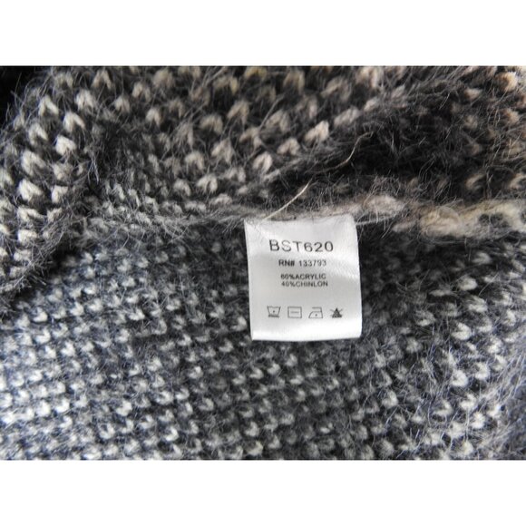 Pol Oversized Fuzzy Hooded Half Zip Sweater Black Cream Abstract Size Small - Picture 5 of 9